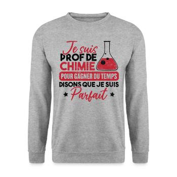 Je suis prof de chimie, je suis parfait - Sweat-shirt Unisexe - gris chiné - Devant - Alina (178cm) & Michal (187cm)