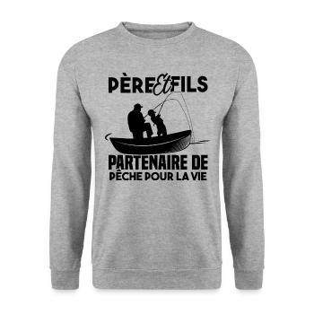 Père et fils partenaire de pêche pour la vie - Sweat-shirt Unisexe - gris chiné - Devant - Alina (178cm) & Michal (187cm)