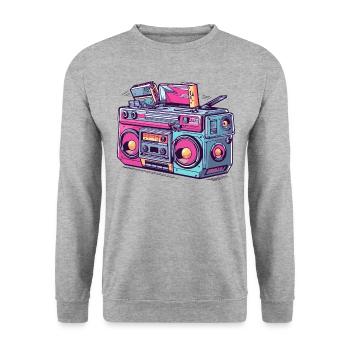 Retro Radio Tape Cassette Vintage - Unisex Sweatshirt - salt & pepper - Front - Alina (178cm) & Michal (187cm)