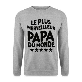 Belle idée cadeau fete des pères anniversaire papa - Sweat-shirt Unisexe - gris chiné - Devant - Alina (178cm) & Michal (187cm)