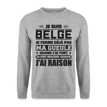 I'm Belgian - I don't shut my mouth - Unisex Sweatshirt - salt & pepper - Front - Alina (178cm) & Michal (187cm)