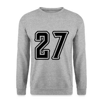 27 Zahl symbol - Unisex Pullover - Weißgrau meliert - Vorne - Alina (178cm) & Michal (187cm)