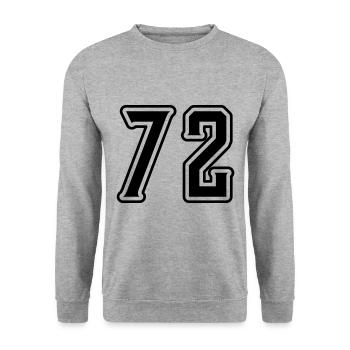 72 Zahl Symbol - Unisex Pullover - Weißgrau meliert - Vorne - Alina (178cm) & Michal (187cm)