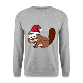 Beaver Comic Christmas - Unisex Sweatshirt - salt & pepper - Front - Alina (178cm) & Michal (187cm)