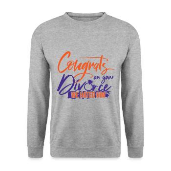 Congrats On Your Divorce - Unisex Sweatshirt - salt & pepper - Front - Alina (178cm) & Michal (187cm)