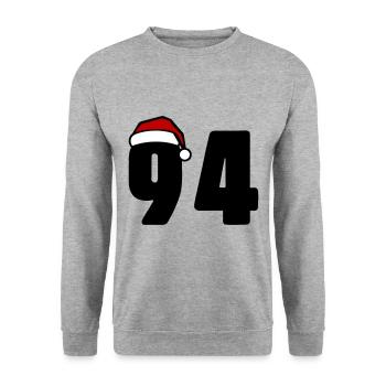94 Numéro Noël - Sweat-shirt Unisexe - gris chiné - Devant - Alina (178cm) & Michal (187cm)