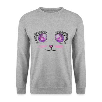 Manga Chat - Sweat-shirt Unisexe - gris chiné - Devant - Alina (178cm) & Michal (187cm)