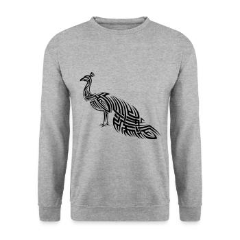 Pfau Tribal Tattoo - Unisex Pullover - Weißgrau meliert - Vorne - Alina (178cm) & Michal (187cm)