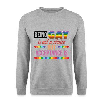 Schwul zu sein ist keine Wahl - Unisex Pullover - Weißgrau meliert - Vorne - Alina (178cm) & Michal (187cm)