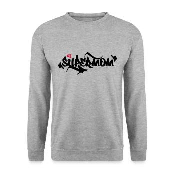 Supermom-Design - Unisex Pullover - Weißgrau meliert - Vorne - Alina (178cm) & Michal (187cm)