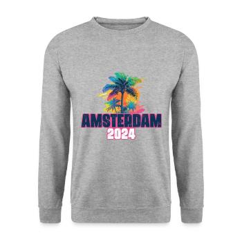 Amsterdam 2024 Holiday Palm Blob - Unisex Sweatshirt - salt & pepper - Front - Alina (178cm) & Michal (187cm)