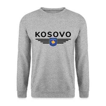 Kosovo Fan T-Shirt Design - Unisex Pullover - Weißgrau meliert - Vorne - Alina (178cm) & Michal (187cm)