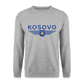Kosovo Fan T-Shirt Design - Unisex Pullover - Weißgrau meliert - Vorne - Alina (178cm) & Michal (187cm)