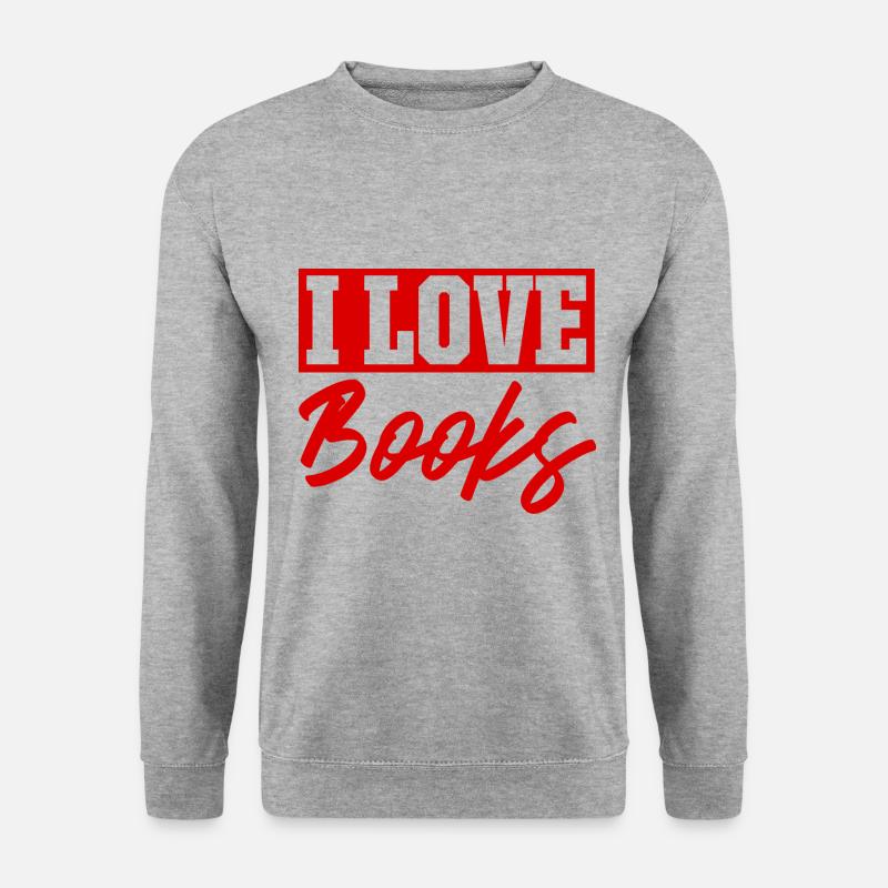 Ich liebe Bücher - Unisex Pullover - Weißgrau meliert