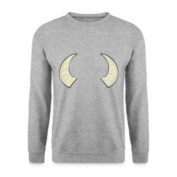 zwei hörner horn bulle widder symbol - Unisex Pullover - Weißgrau meliert - Vorne - Alina (178cm) & Michal (187cm)