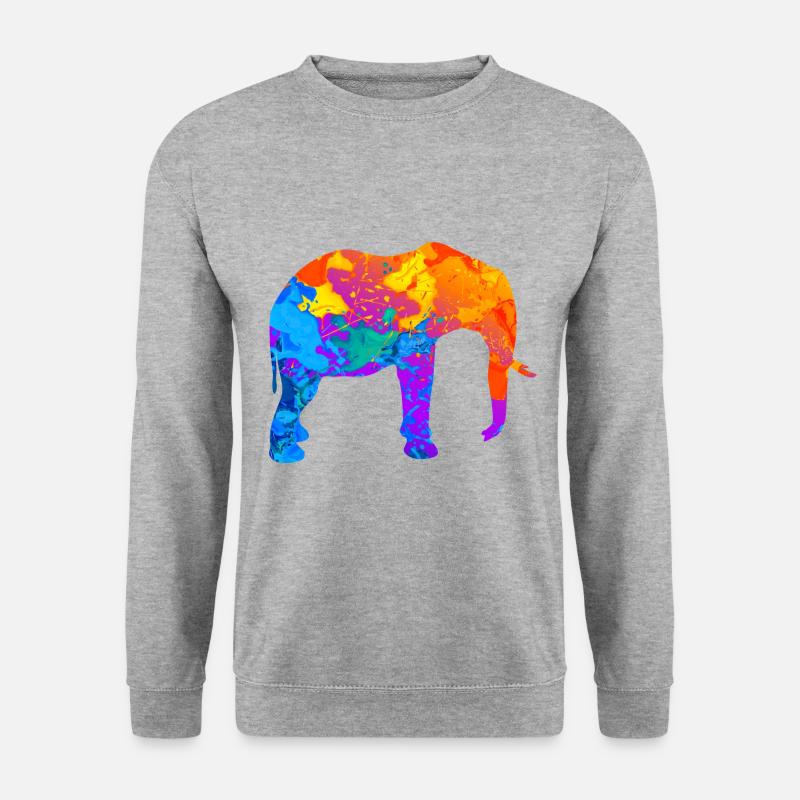 Elefant Elefanten Silhouette Geschenk - Unisex Pullover - Weißgrau meliert