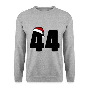 44 Zahl Weihnachten - Unisex Pullover - Weißgrau meliert - Vorne - Alina (178cm) & Michal (187cm)