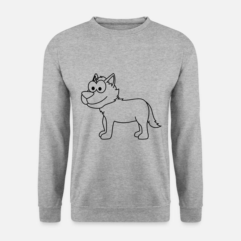 Wolf Comic Tier - Unisex Pullover - Weißgrau meliert