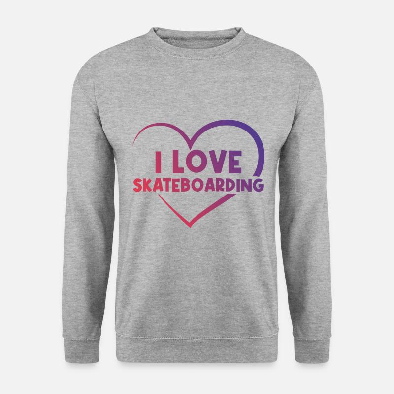 Ich Liebe Skateboard - Unisex Pullover - Weißgrau meliert