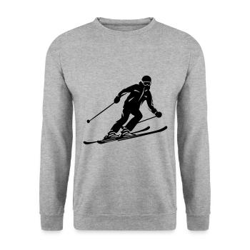 Skiing Skiing Man Silhouette - Unisex Sweatshirt - salt & pepper - Front - Alina (178cm) & Michal (187cm)