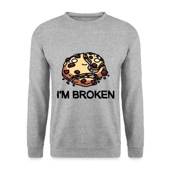 I'm Broken Cookie - Unisex Sweatshirt - salt & pepper - Front - Alina (178cm) & Michal (187cm)