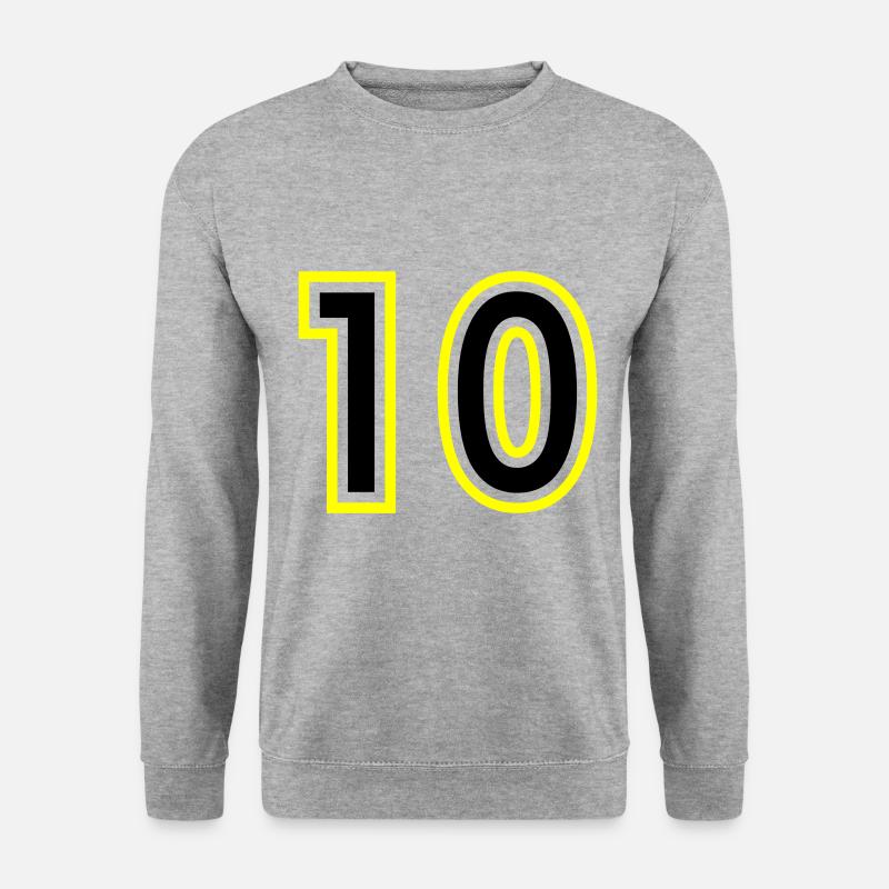 10 Zahl College - Unisex Pullover - Weißgrau meliert
