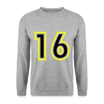 17 Zahl College - Unisex Pullover - Weißgrau meliert - Vorne - Alina (178cm) & Michal (187cm)