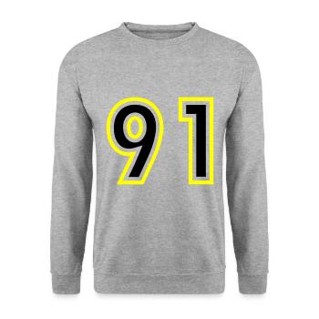 91 Number College - Unisex Sweatshirt - salt & pepper - Front - Alina (178cm) & Michal (187cm)