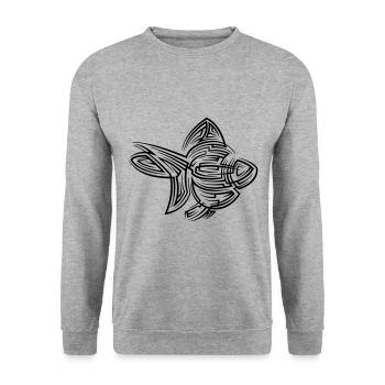 Goldfish Tribal Tattoo - Unisex Sweatshirt - salt & pepper - Front - Alina (178cm) & Michal (187cm)