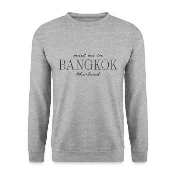 Meet me in Bangkok Thailand - Unisex Pullover - Weißgrau meliert - Vorne - Alina (178cm) & Michal (187cm)