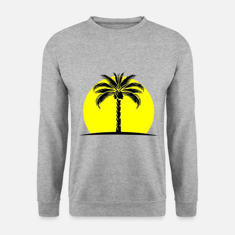 Palme Silhouette Insel - Unisex Pullover - Weißgrau meliert
