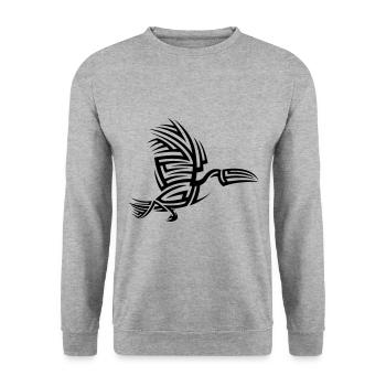Tukan Tribal Tattoo - Unisex Pullover - Weißgrau meliert - Vorne - Alina (178cm) & Michal (187cm)