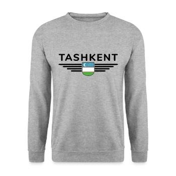 Taschkent T-Shirt – Usbekistans Herz - Unisex Pullover - Weißgrau meliert - Vorne - Alina (178cm) & Michal (187cm)