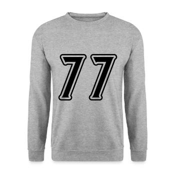 77 Number Symbol - Unisex Sweatshirt - salt & pepper - Front - Alina (178cm) & Michal (187cm)