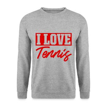 I love tennis - Unisex Sweatshirt - salt & pepper - Front - Alina (178cm) & Michal (187cm)