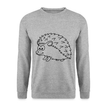 Igel Comic Tier - Unisex Pullover - Weißgrau meliert - Vorne - Alina (178cm) & Michal (187cm)