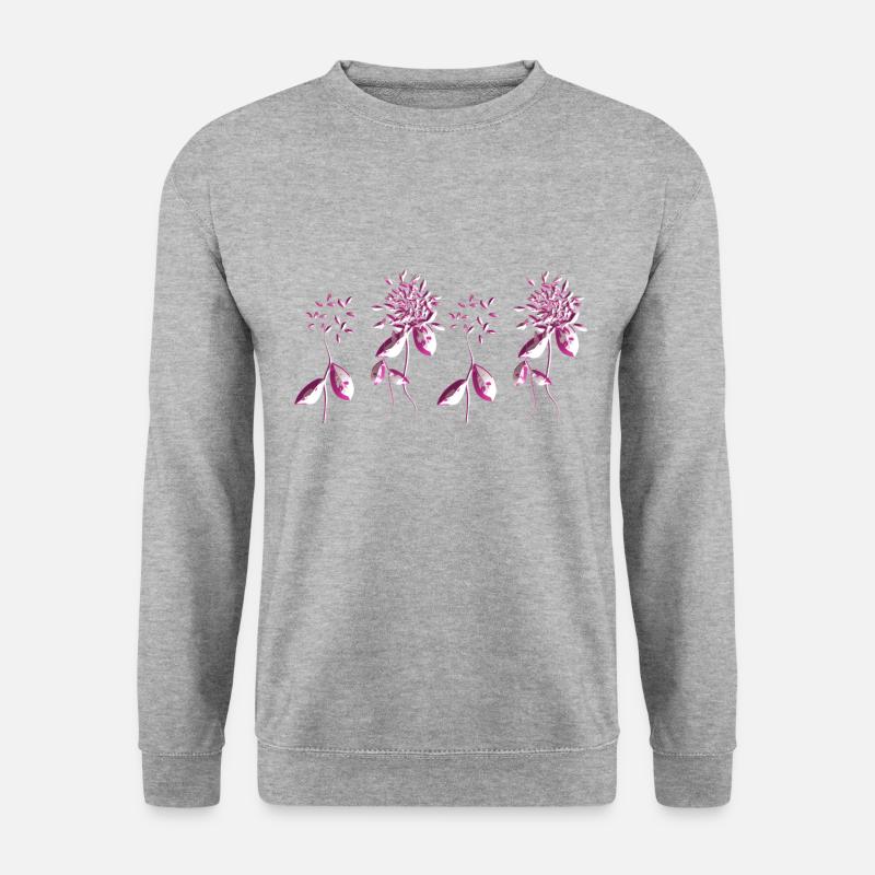 vier rosa blumen pflanzen - Unisex Pullover - Weißgrau meliert