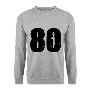 80 Zahl Trikot - Unisex Pullover - Weißgrau meliert - Vorne - Alina (178cm) & Michal (187cm)