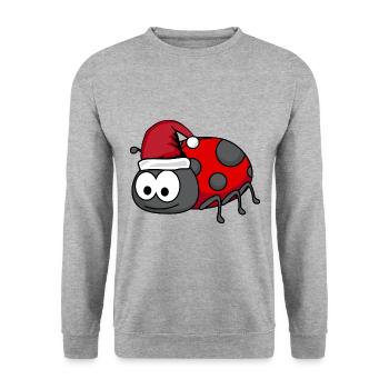 Marienkäfer Comic Weihnachten - Unisex Pullover - Weißgrau meliert - Vorne - Alina (178cm) & Michal (187cm)