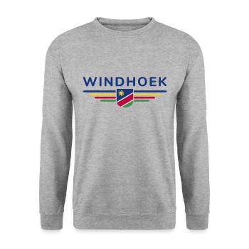 Windhoek T-Shirt for Namibia Lovers - Unisex Sweatshirt - salt & pepper - Front - Alina (178cm) & Michal (187cm)
