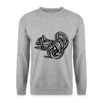 Eichhörnchen Tribal Tattoo - Unisex Pullover - Weißgrau meliert - Vorne - Alina (178cm) & Michal (187cm)