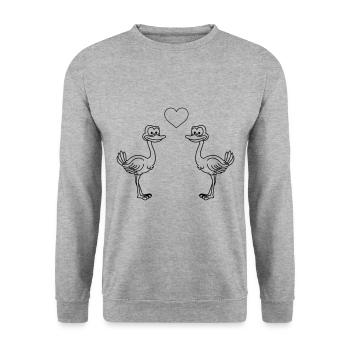 Strauss Comic Couple Love - Unisex Sweatshirt - salt & pepper - Front - Alina (178cm) & Michal (187cm)