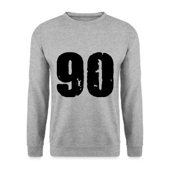 90 Zahl Trikot - Unisex Pullover - Weißgrau meliert - Vorne - Alina (178cm) & Michal (187cm)