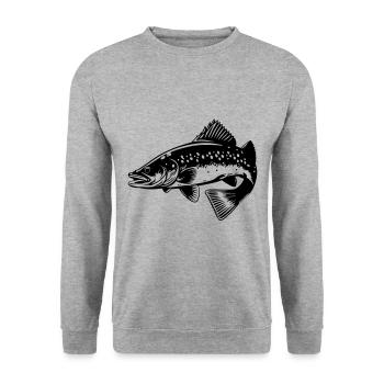 Pike Fish Silhouette - Unisex Sweatshirt - salt & pepper - Front - Alina (178cm) & Michal (187cm)