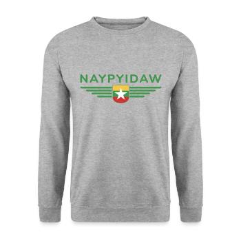 Naypyidaw T-Shirt – Capital Style - Unisex Sweatshirt - salt & pepper - Front - Alina (178cm) & Michal (187cm)