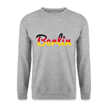 Berlin Deutschland Fan Flagge Design T Shirt - Unisex Pullover - Weißgrau meliert - Vorne - Alina (178cm) & Michal (187cm)