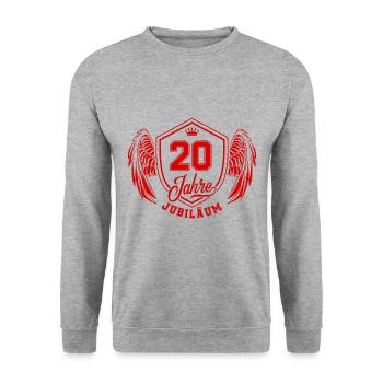 20 Zahl Wappen - Unisex Pullover - Weißgrau meliert - Vorne - Alina (178cm) & Michal (187cm)