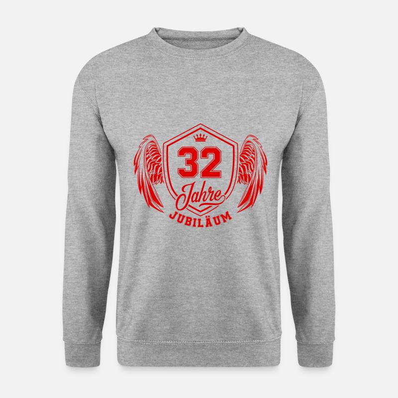 32 Zahl Wappen - Unisex Pullover - Weißgrau meliert