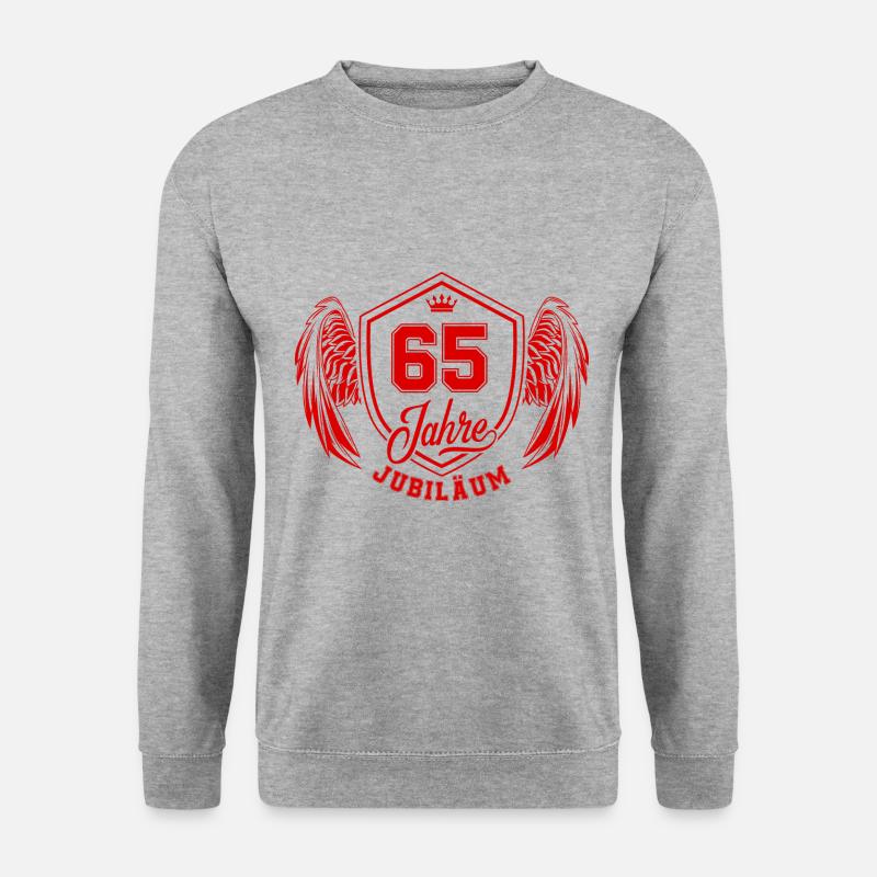 65 Zahl Wappen - Unisex Pullover - Weißgrau meliert
