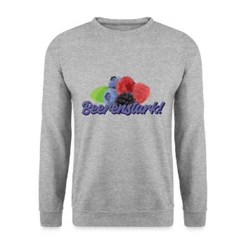Beerenstark Himbeeren Blaubeeren Brombeeren - Unisex Pullover - Weißgrau meliert - Vorne - Alina (178cm) & Michal (187cm)